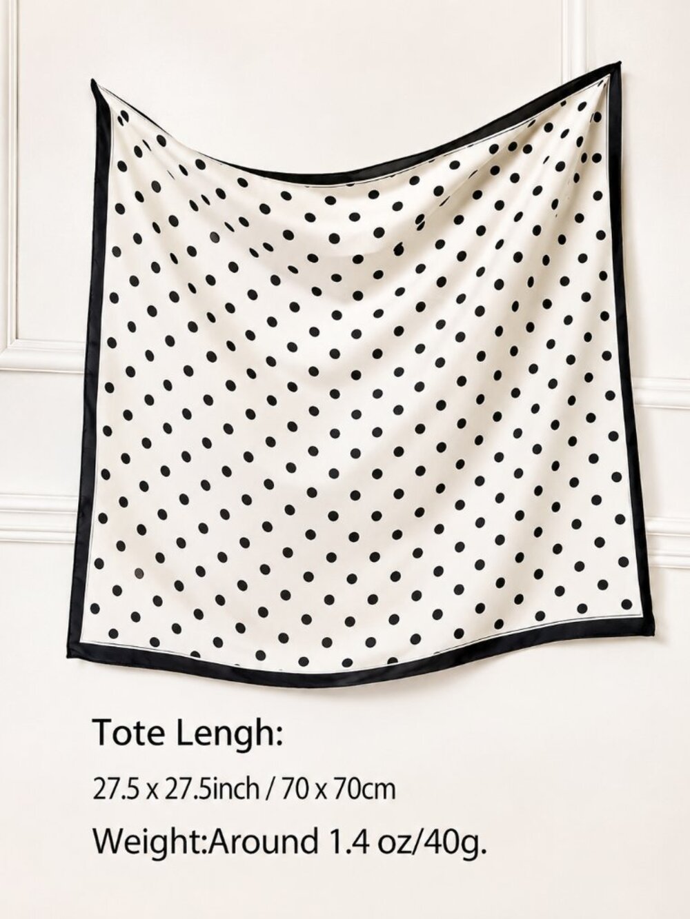 Women’s Black White Polka Dot Satin Head Scarf Retro Chic Hair Wrap Bandana - Picture 3 of 3